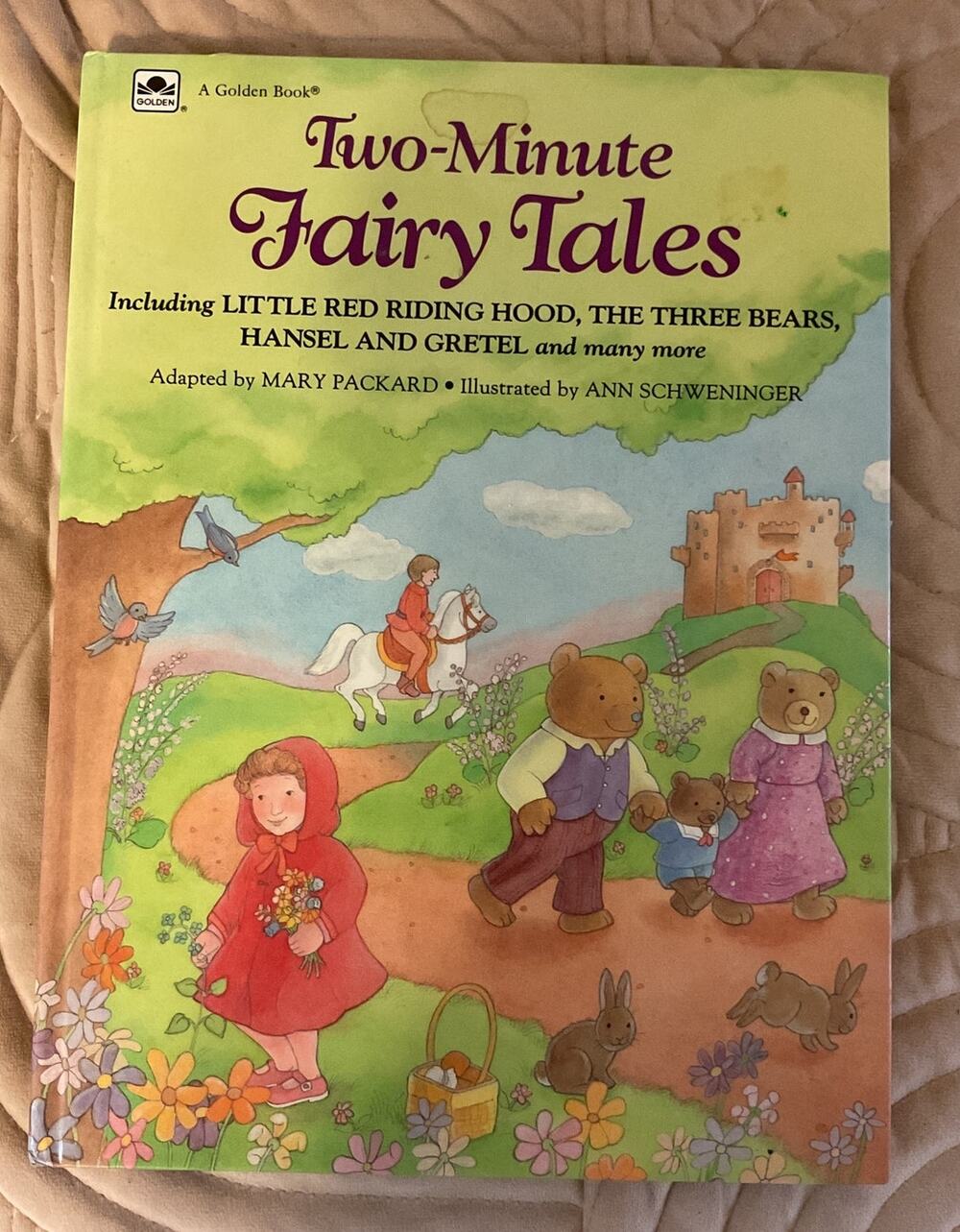 1988 Two Minute Fairy Tales Adapted By Mary Packard Vintage HC Golden Book
